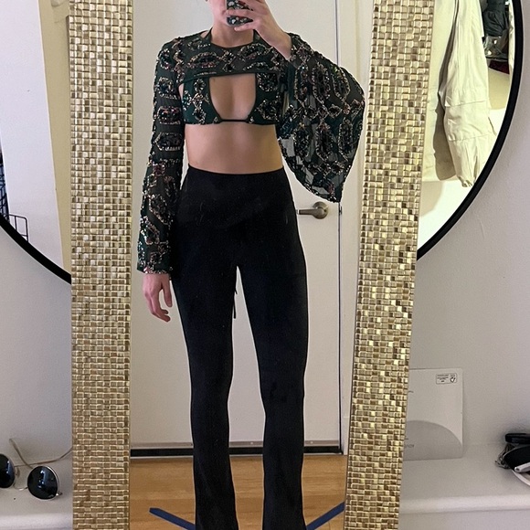 The Lumi Shop emerald jade goddess sequin tops in size small. - Picture 1 of 4